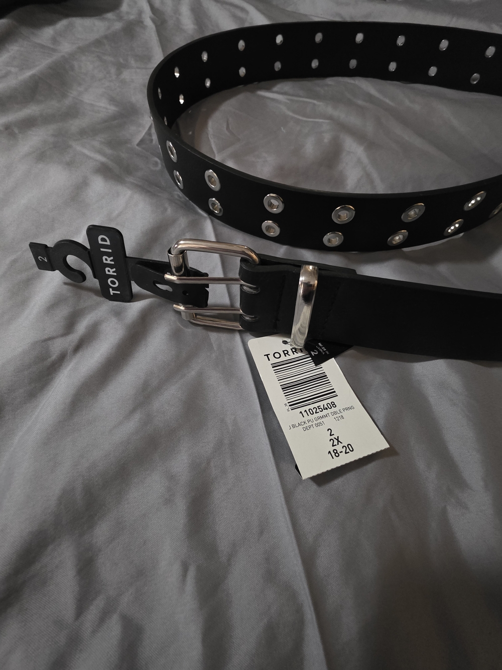 Torrid Black Double-Row Grommet Belt with Silver Buckle